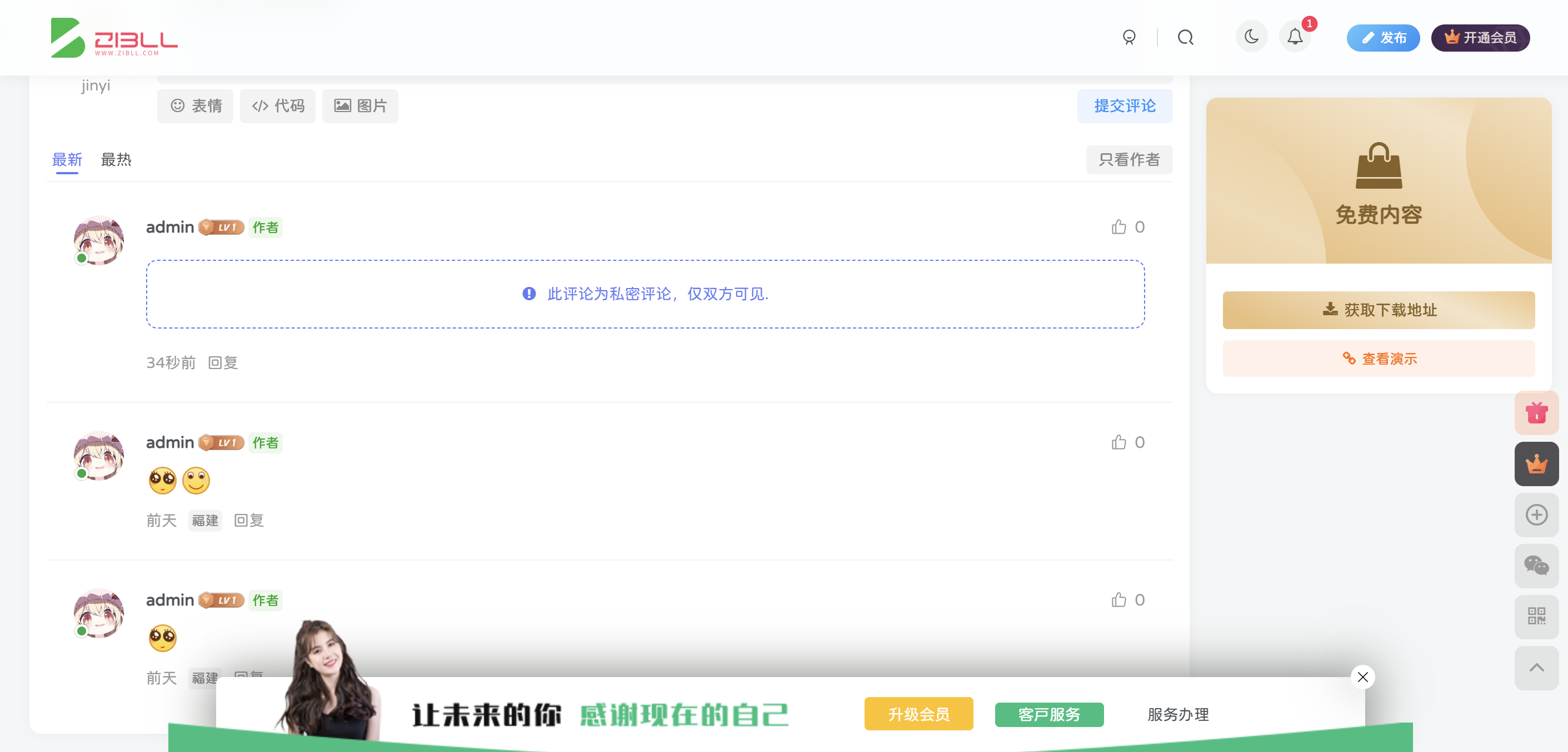 子比主题 – 新版私密评论功能-阿呆日记