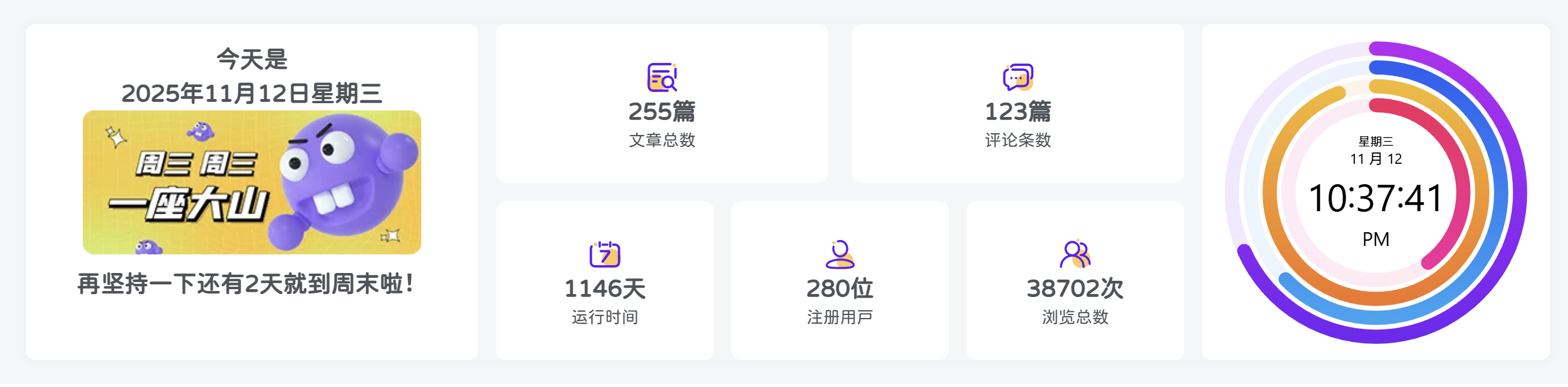 子比主题-底部统计小工具可修改时间-阿呆日记